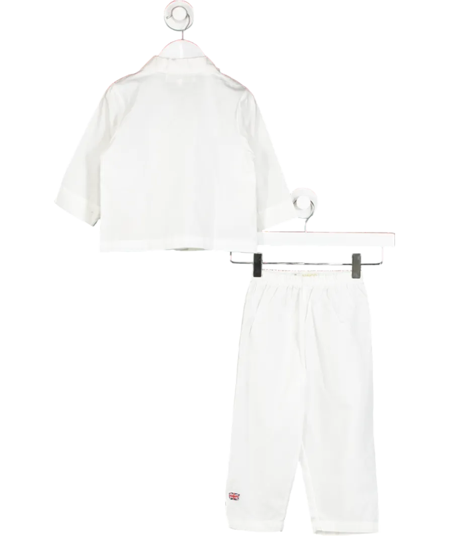 Aurora Royal White Soldier Embroidered Cotton Pyjama Set With Bag 2 Years
