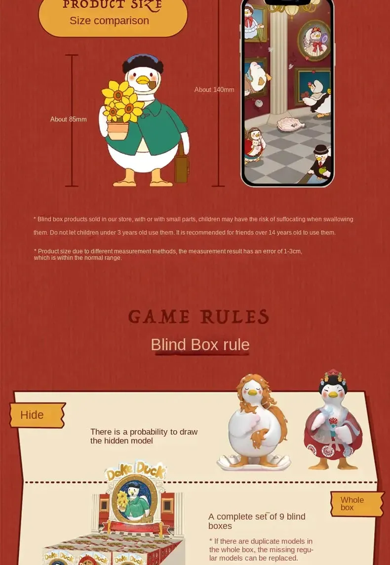 Original Dake Duck Famous Painting Series Blind Box | Cute Animal Action Figure Toys for Girls | Caja Misteriosa Model Birthday Gift