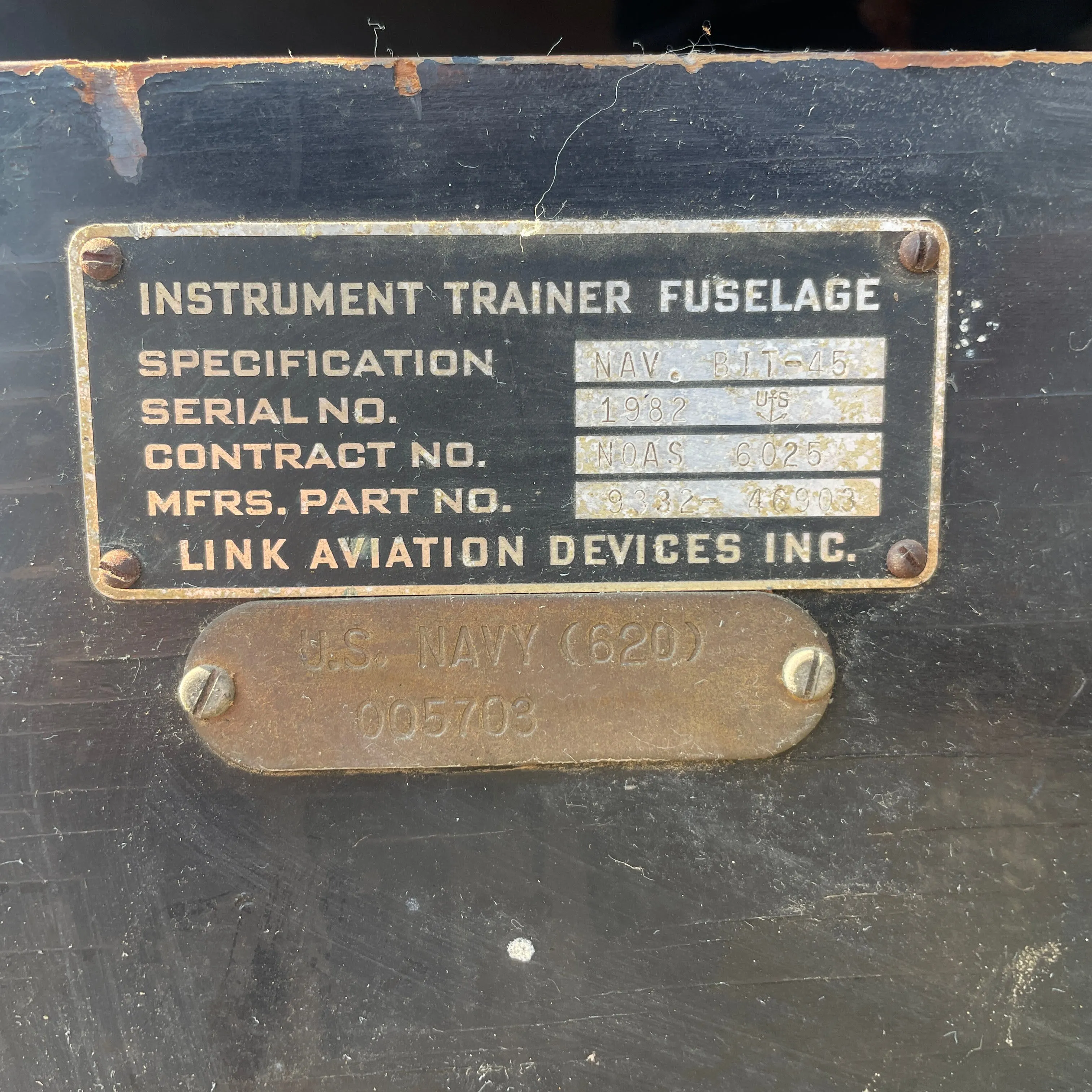 Original Rare 1945 Dated U.S. WWII Link Aviation ANT-18 Blue Box Flight Simulator Trainer