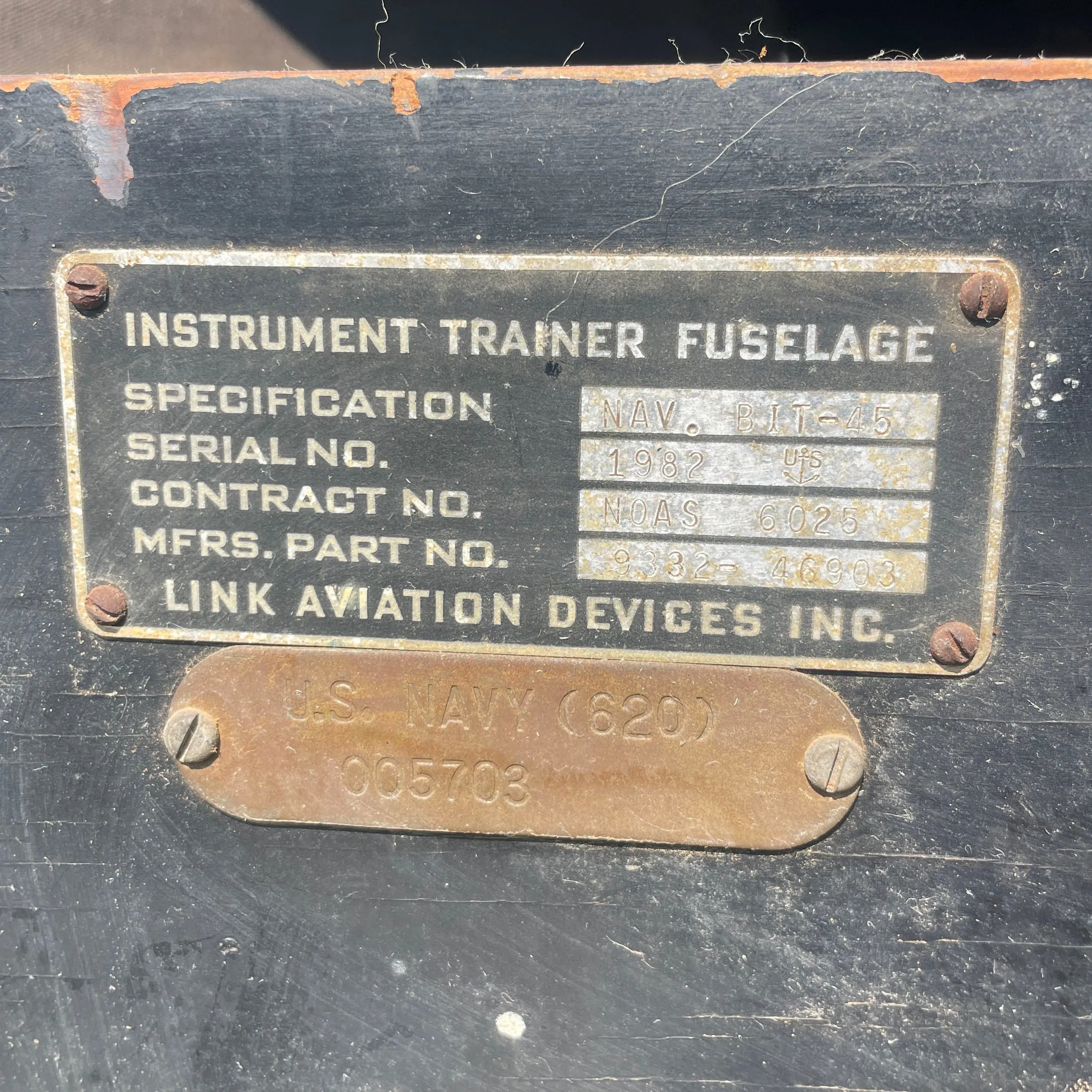 Original Rare 1945 Dated U.S. WWII Link Aviation ANT-18 Blue Box Flight Simulator Trainer